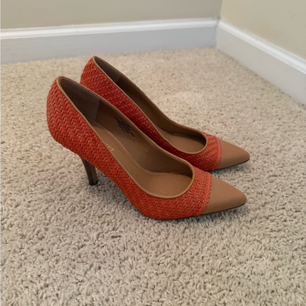 Nine West Tan and Orange Heels